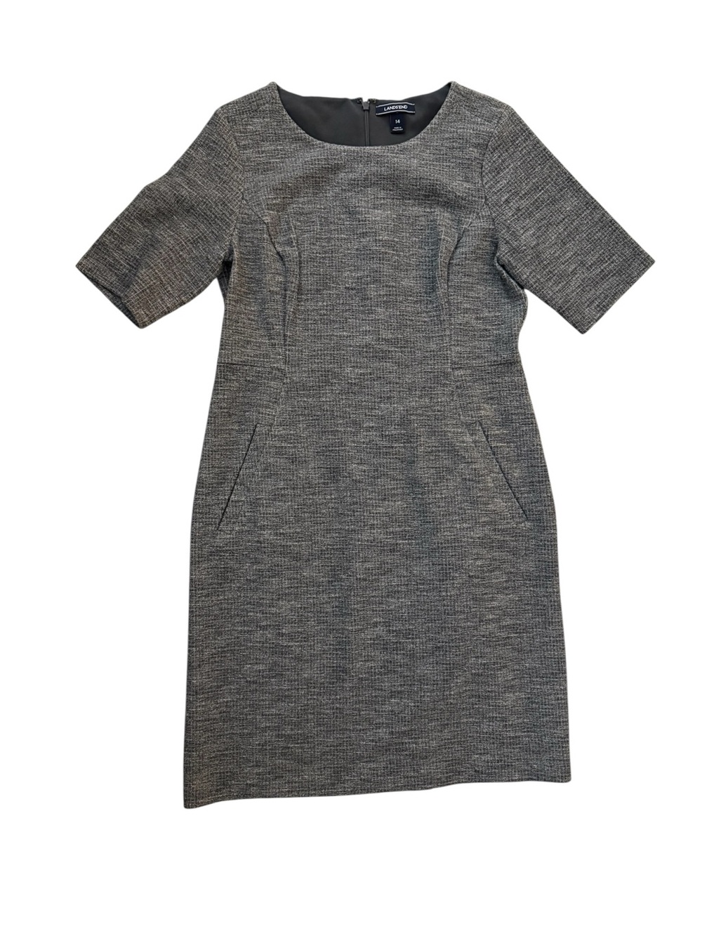 Lands’ End Gray Size 14 Sheath Dress Office Core Career Minimalist Stretch - Picture 2 of 7